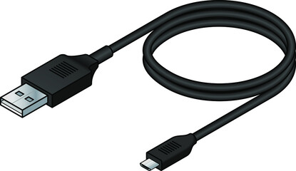 A USB (universal serial bus) cable. USB 2.0 type A to micro B.