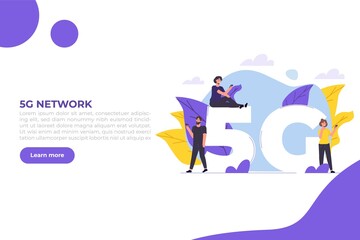 5G network wireless systems, High-speed mobile Internet concept. Vector illustration