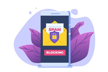 E-mail protection, anti-malware, anti spam  concept. Flat vector illustration