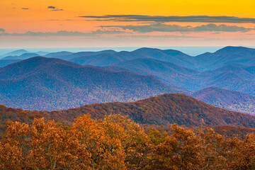 Blue Ridge Mountains at Sunset in North Georgia - obrazy, fototapety, plakaty