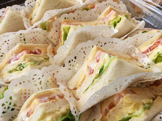 Vegetable egg sandwich and mayonnaise.