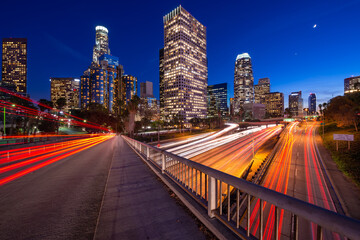 Fototapeta na wymiar Los Angeles, California, USA Downtown Skyline and Highways