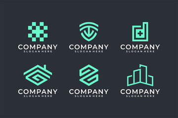 Modern Line Art Logo Set Bundle