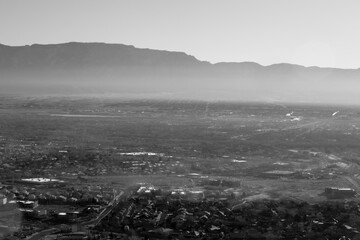 Landscape from the sky in black and white
