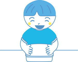 お弁当を食べる男の子	