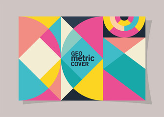 Obraz premium geometric vintage cover and multicolored frame design, shape and figure theme Vector illustration