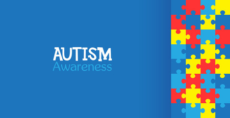 World autism awareness day. Colorful puzzles vector background. Symbol of autism. Medical flat illustration. Health care. Autism awareness day