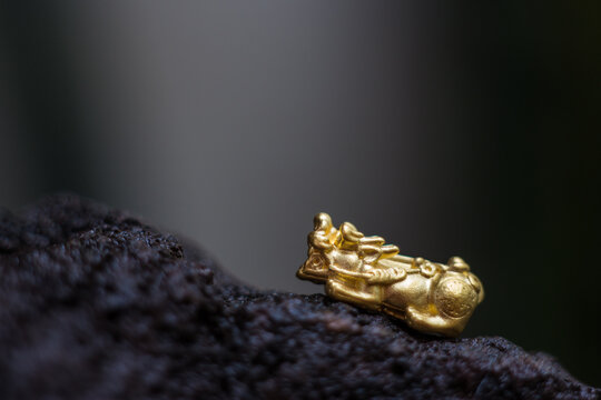 Gold PiXiu, Chinese style amulet for healthy and wealthy, have space for write wording. Pi xiu that made with 99.99% of gold.