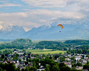 Paraglider in the Mountains, Salzburg, Austria