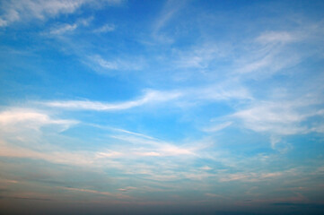 Fototapeta premium Sun set sky with light cirrus clouds.