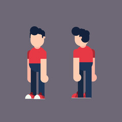 Simple Character Perspective Flat design Illustration Vector