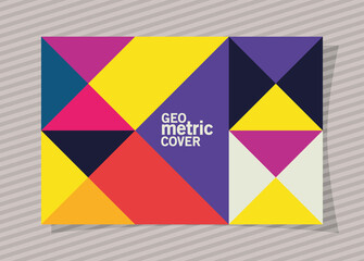 geometric vintage cover and multicolored frame design, shape and figure theme Vector illustration