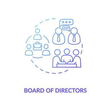 Board of directors concept icon. Corporation members. Company CEO. Business management. Shareholders idea thin line illustration. Vector isolated outline RGB color drawing