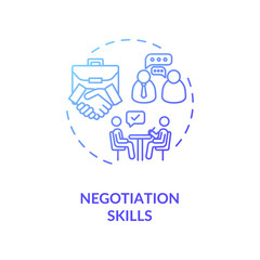 Negotiations skills concept icon. Business partnership. Successful cooperation. Businessmen communication idea thin line illustration. Vector isolated outline RGB color drawing