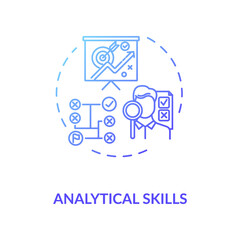 Analytical skill concept icon. Good lawyer and businessman requirement. Information analyzing ability idea thin line illustration. Vector isolated outline RGB color drawing