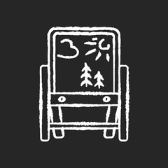 Drawing easel chalk white icon on black background. Folding tripod stand with picture. Toddlers art and creativity skills development. Isolated vector chalkboard illustration