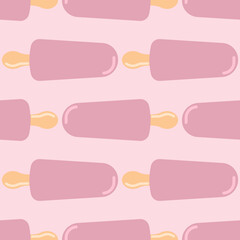 Seamless pattern with eskimo pie in pink colors.