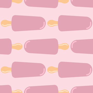 Seamless pattern with eskimo pie in pink colors.