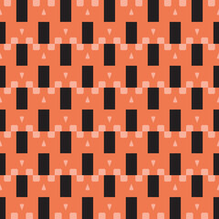 Vector seamless pattern texture background with geometric shapes, colored in orange, black colors.