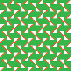 Vector seamless pattern texture background with geometric shapes, colored in green, white, orange colors.