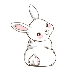 Hand Drawn Cute Bunny isolated on white background. Print design rabbit. Children Print on t-shirt. Vector