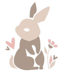 Hand Drawn Rabbit. Beautiful Decorative Bunny, Element for design. Contemporary abstract poster design. Vector.