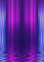 Fototapeta premium Abstract dark futuristic background. Neon rays of light are refl