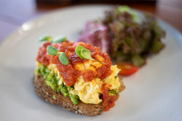 Appetizer food ,Avocado tart on the table
