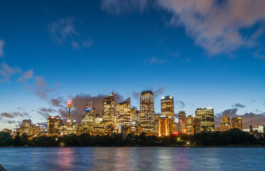 Beautiful Sydney downtown skyline at night, NSW, Australia