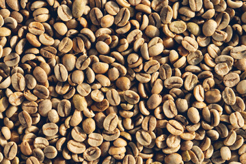 White coffee beans, close up background