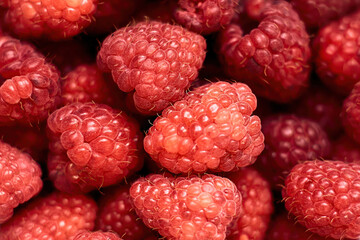 Red, juicy raspberries close-up. Texture and background.