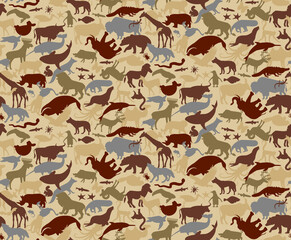 Seamless Camouflage Pattern with Animals For Kids. Animal Military Camouflage. Abstract seamless pattern for cloth textile.