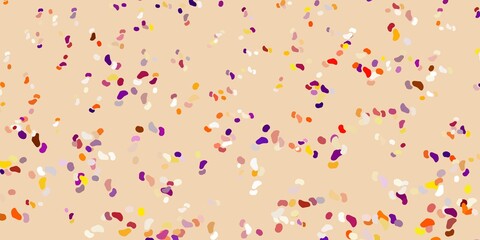 Light pink, yellow vector pattern with abstract shapes.