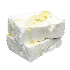 Fototapeta na wymiar Feta cheese with olive oil isolated on white background