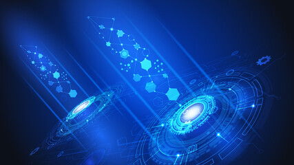 Abstract user HUD interface from glowing futuristic elements. High-tech digital network, communications, high technology.