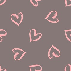 Seamless vector brush pattern with hearts.