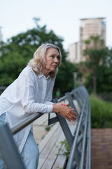 Adult woman in a city park.