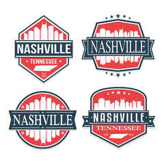 Obraz premium Nashville Tennessee Travel Stamp Icon Skyline City Design Vector Badge.
