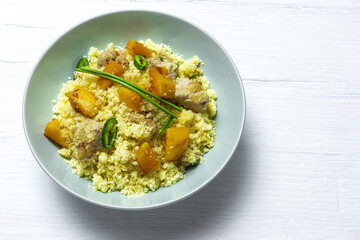 Healthy Homemade Couscous Salad with Chicken, Mango and Chilli