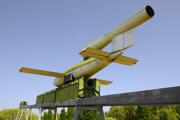 Peenemuende (Peenemünde), Germany. Territory of the Army Research Center. WW-II developed V-1 and V-2 rockets. View of the V-1 missile. Flying Bomb
