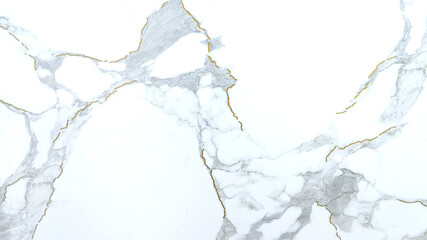 White cold marble polished stone texture with golden veins pattern for design background. Close-up. 