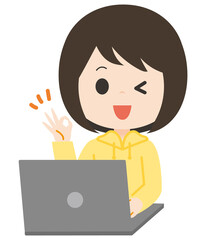女子　ノートパソコン　OK