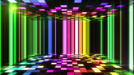 Disco Dance Floor Room illumination Square Light Panel abstract 3D illustration background © bluebackimage