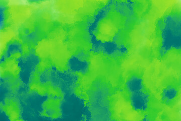 Green watercolor background Artistic watercolor painting texture in shades of green and blue. Colorful random paint brushstrokes pattern. 