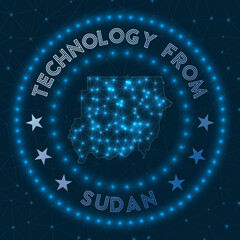 Technology From Sudan. Futuristic geometric badge of the country. Technological concept. Round Sudan logo. Vector illustration.