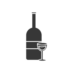 wine bottle and glass icon, silhouette style