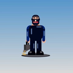 Thief flat design character, vector