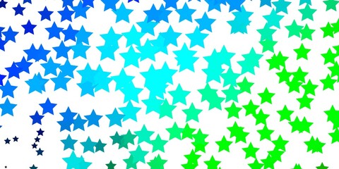 Fototapeta na wymiar Light Blue, Green vector pattern with abstract stars. Shining colorful illustration with small and big stars. Theme for cell phones.