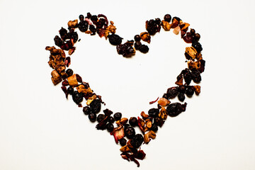 
heart made of tea elements