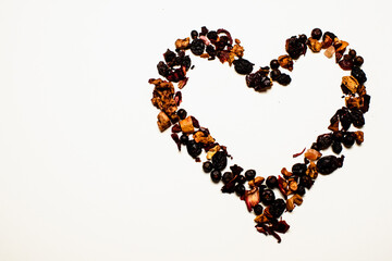 
heart made of tea elements